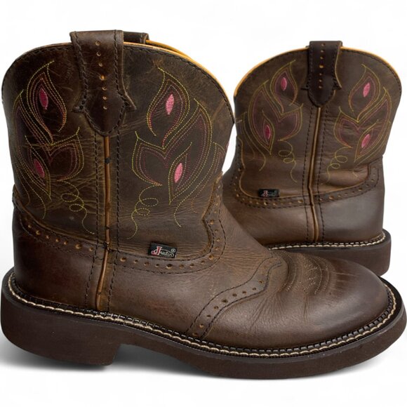 Justin Gypsy GY9526 Gemma Brown Leather Western Cowgirl Cowboy Boots Women's 7 B - Picture 1 of 13